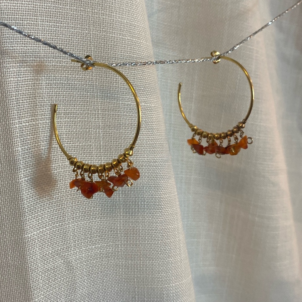Vintage Carnelian Hoop Earrings